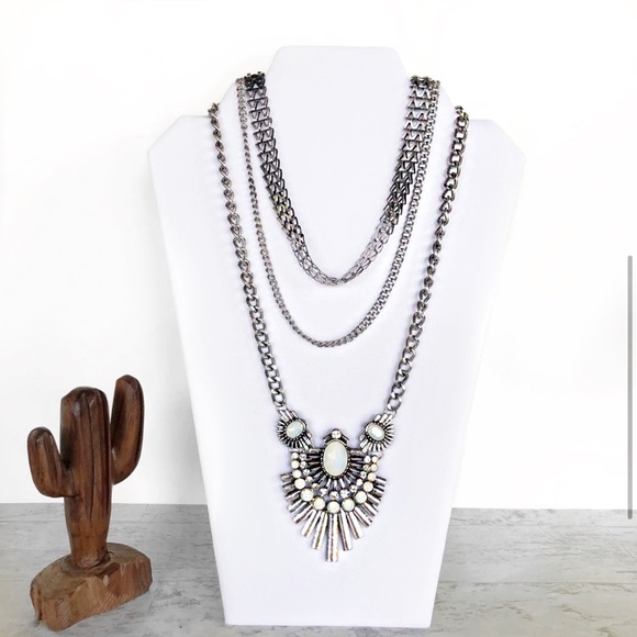 Silver Art Deco Style Necklace - Picture 3 of 6